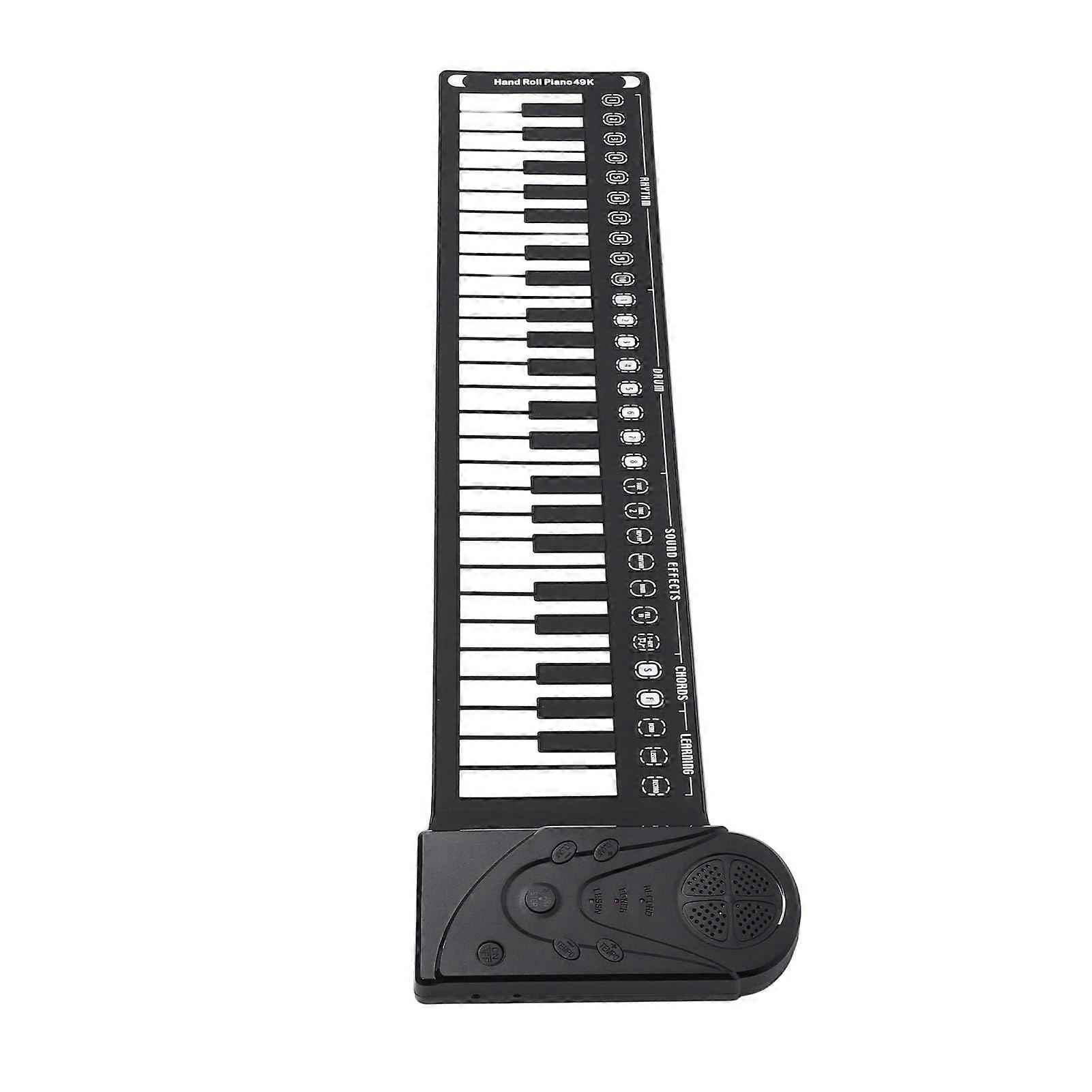 49 Key Rollable Piano Keyboard with Builtin Speakers, Foldable Electronic Keyboard for Beginners