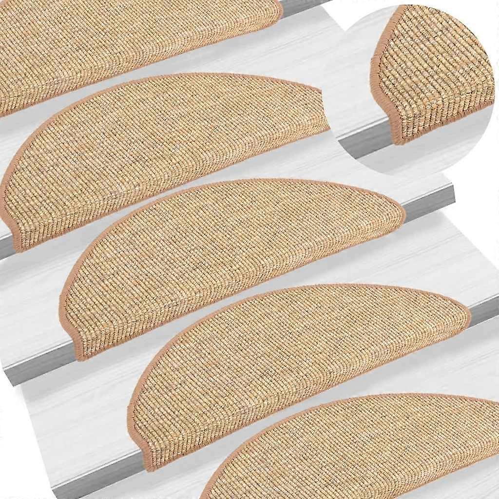 Step mats 15 pcs. 56x17x3 cm Light brown Half round