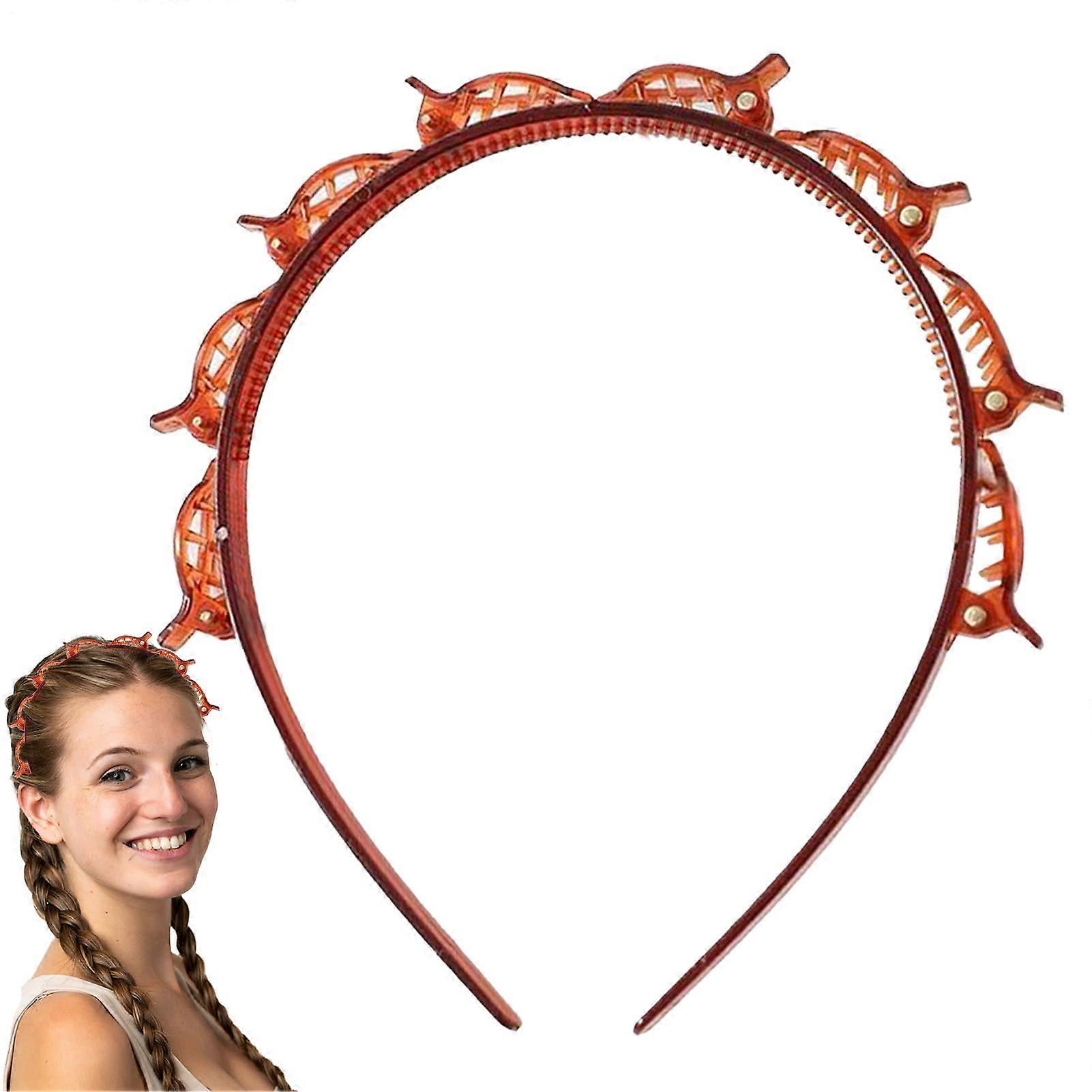 Hair Styling Headband with Secure Clips, DoubleLayer Weave for Bangs and Layered Twists