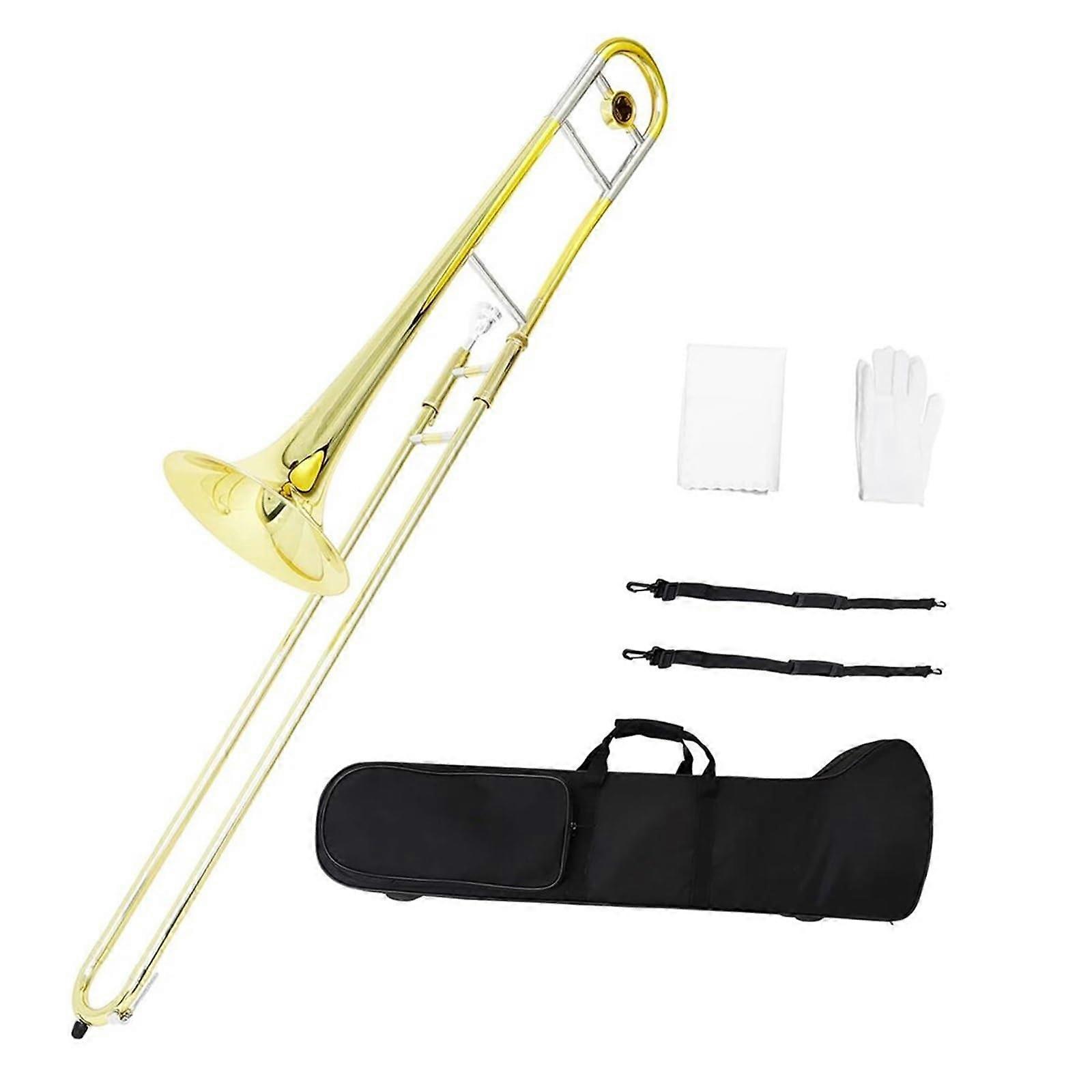 Alto Trombone Bb Key Brass Gold with Case BeginnerFriendly Durable Lightweight Design