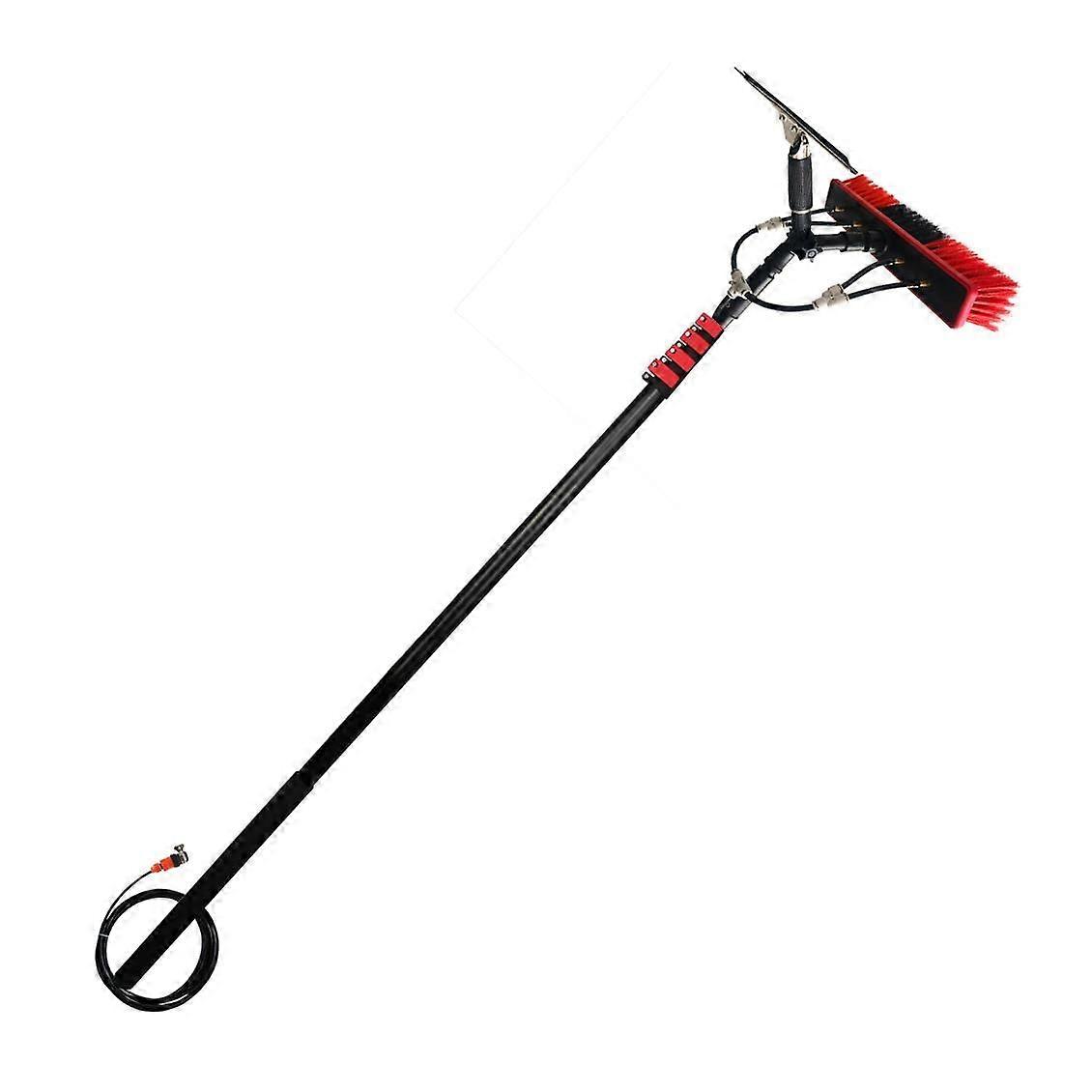 24ft Extendable Water Fed Window Cleaning Pole with 180° Brush and Solar Panel Kit