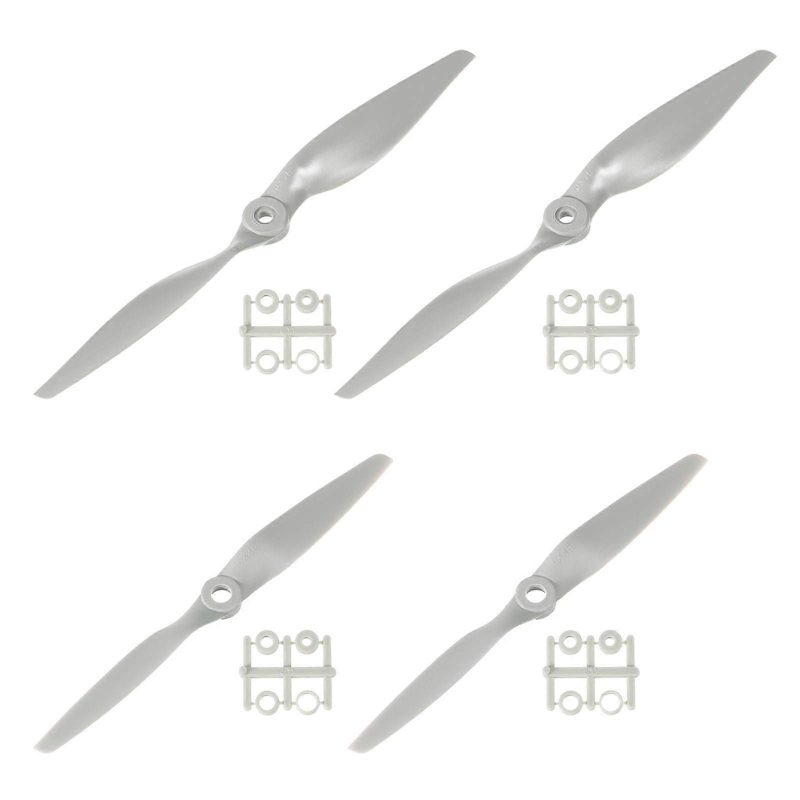 RC Airplane Propeller Set, Plastic 2 Blade Fixed Wing Electric Propellers with Adapter Rings, 4 Pack