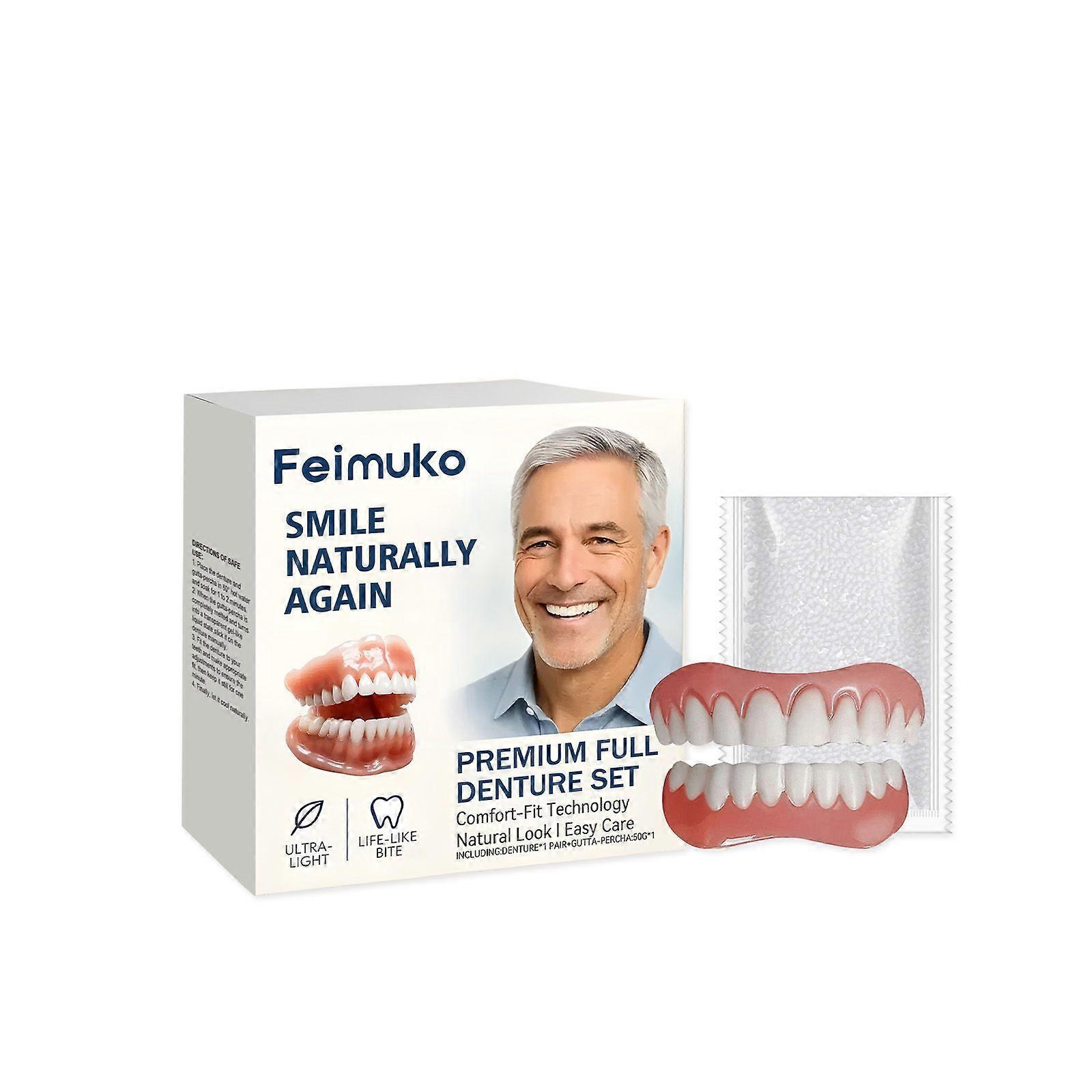 Feimuko Denture Decoration Kit Resin Denture Kit Comfortable Fit Natural Appearance