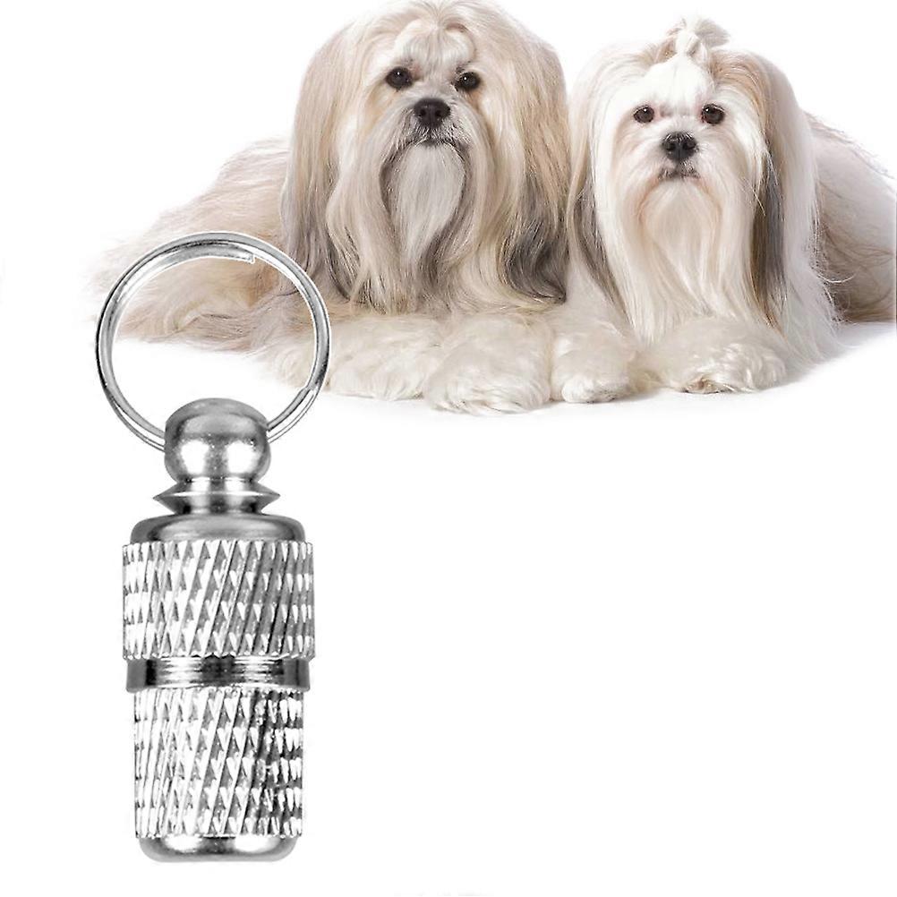 Pet Id Barrel for Dogs and Cats with Storage Function 2Pcs Silver