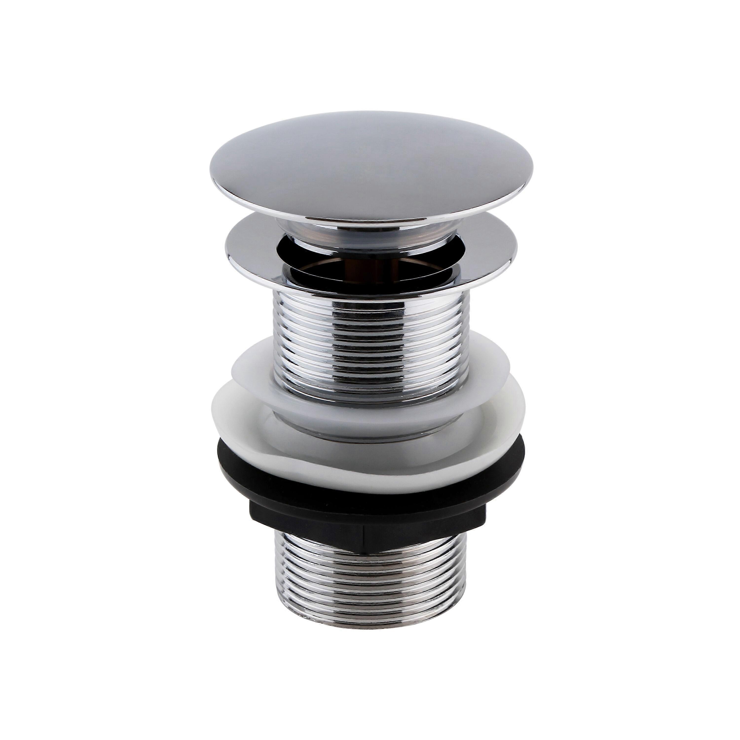 Round Push Button Basin Waste Unslotted - Chrome