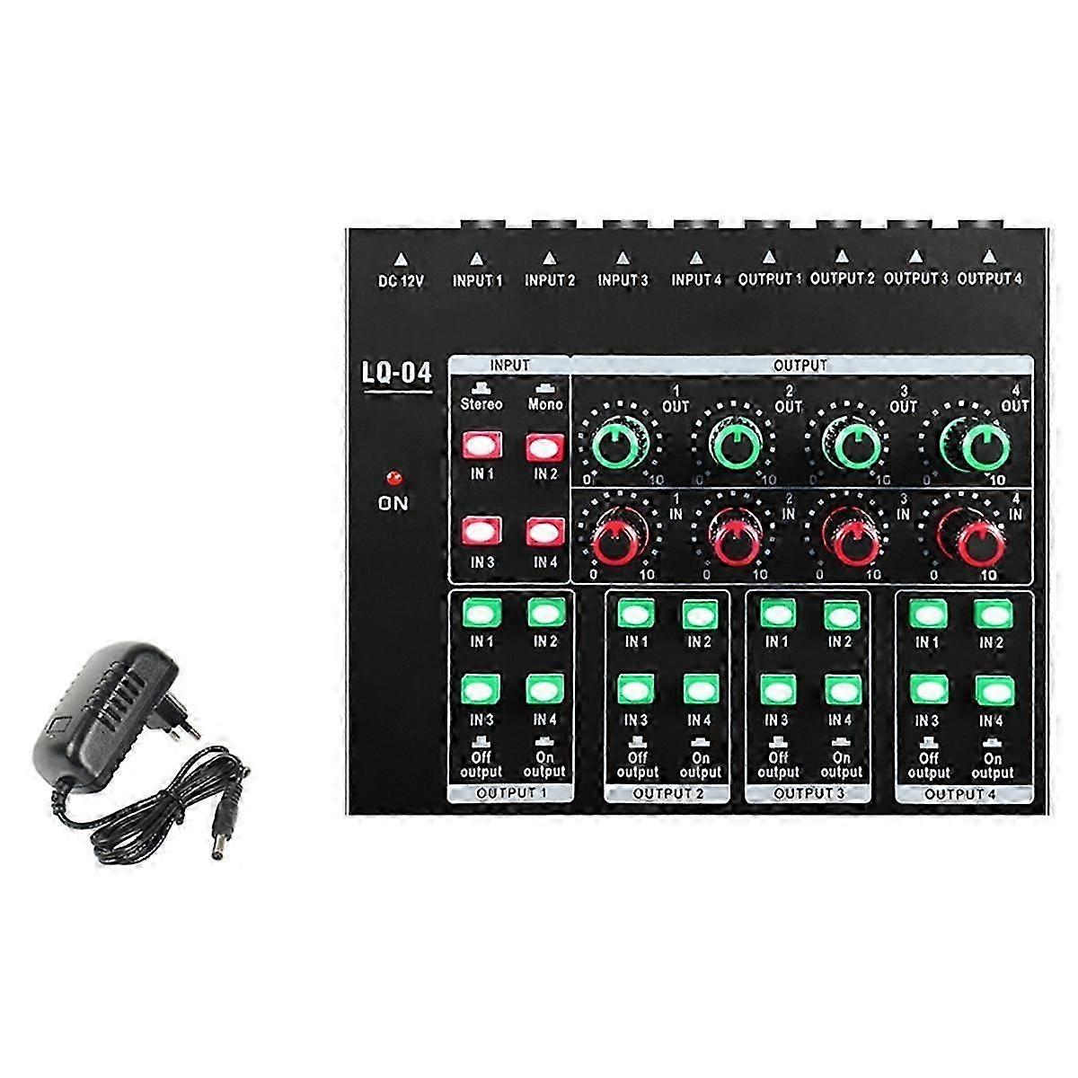 -LQ04 Mini Audio Crossover Small Mixer Multi-Channel Headphone Amplifier EU Plug