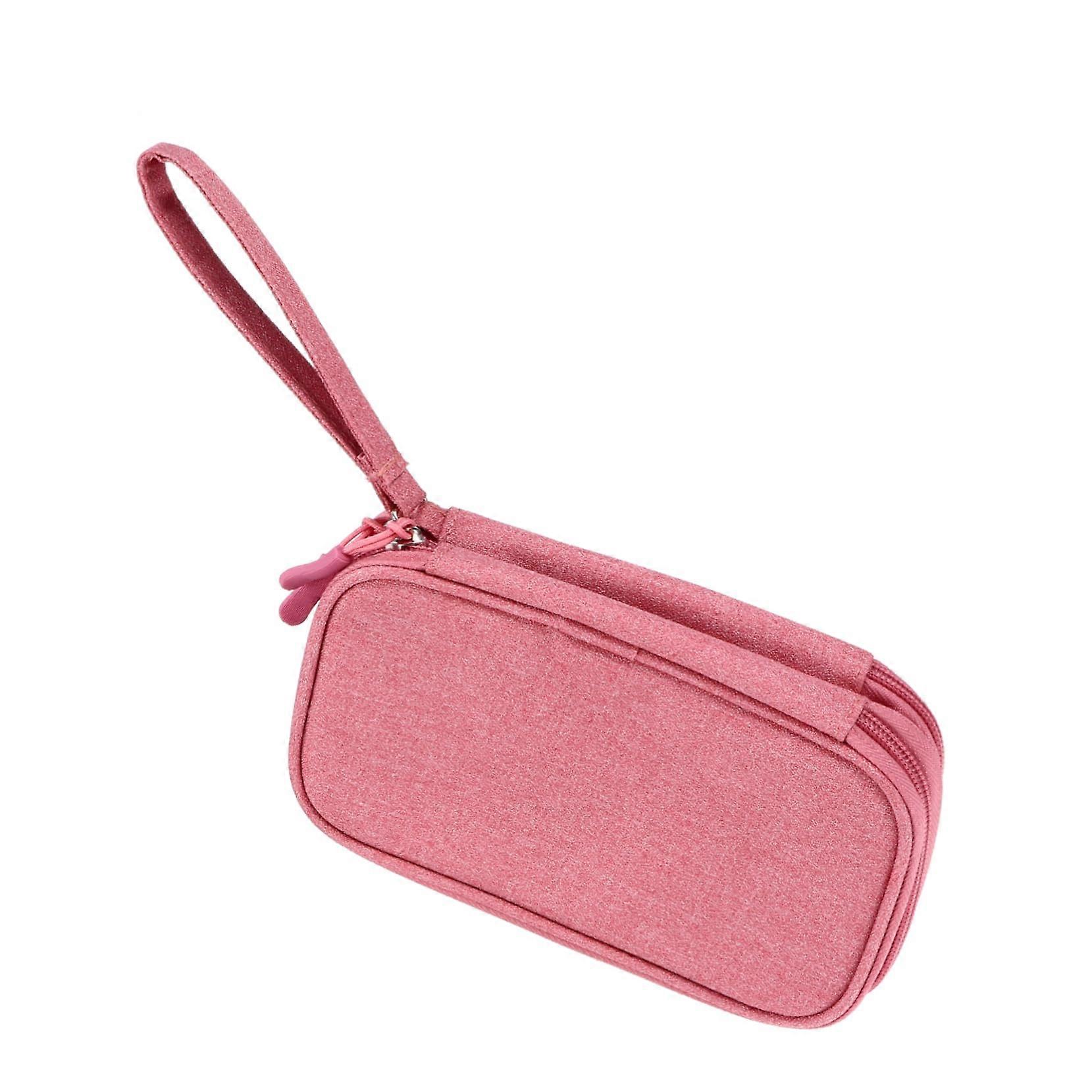 Electronics Organizer Bag for Travel with Multiple Compartments, Tangle Cable Storage Pouch Pink