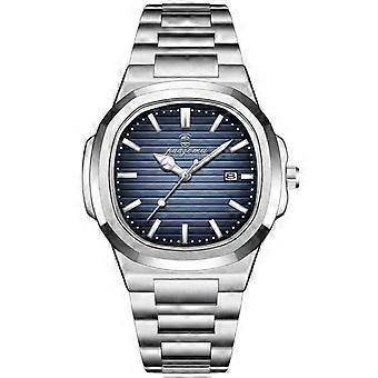 Reloj de hombre resistente al agua, de acero inoxidable, analógico, de moda, fácil de leer, de vestir, luminoso, de cuarzo.