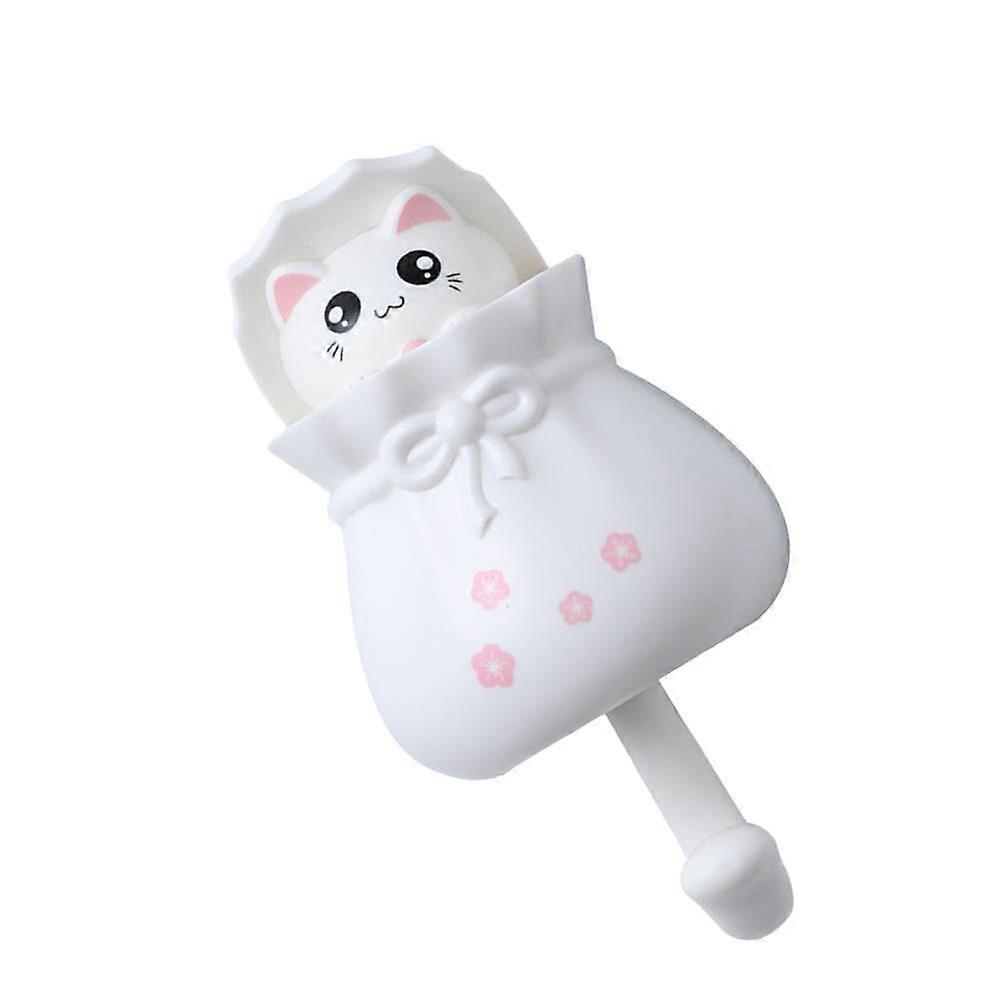 No Trace Sticky Hooks White Cat Shape Hook for Home Use