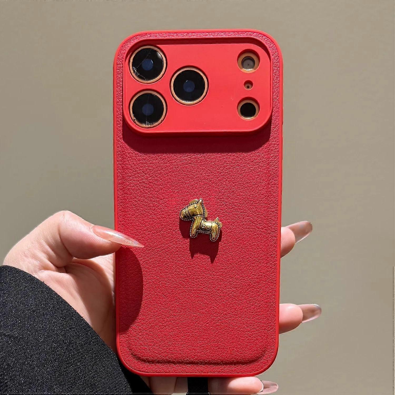 Case for iPhone 17 Pro Max Leather Texture Red Noz12780