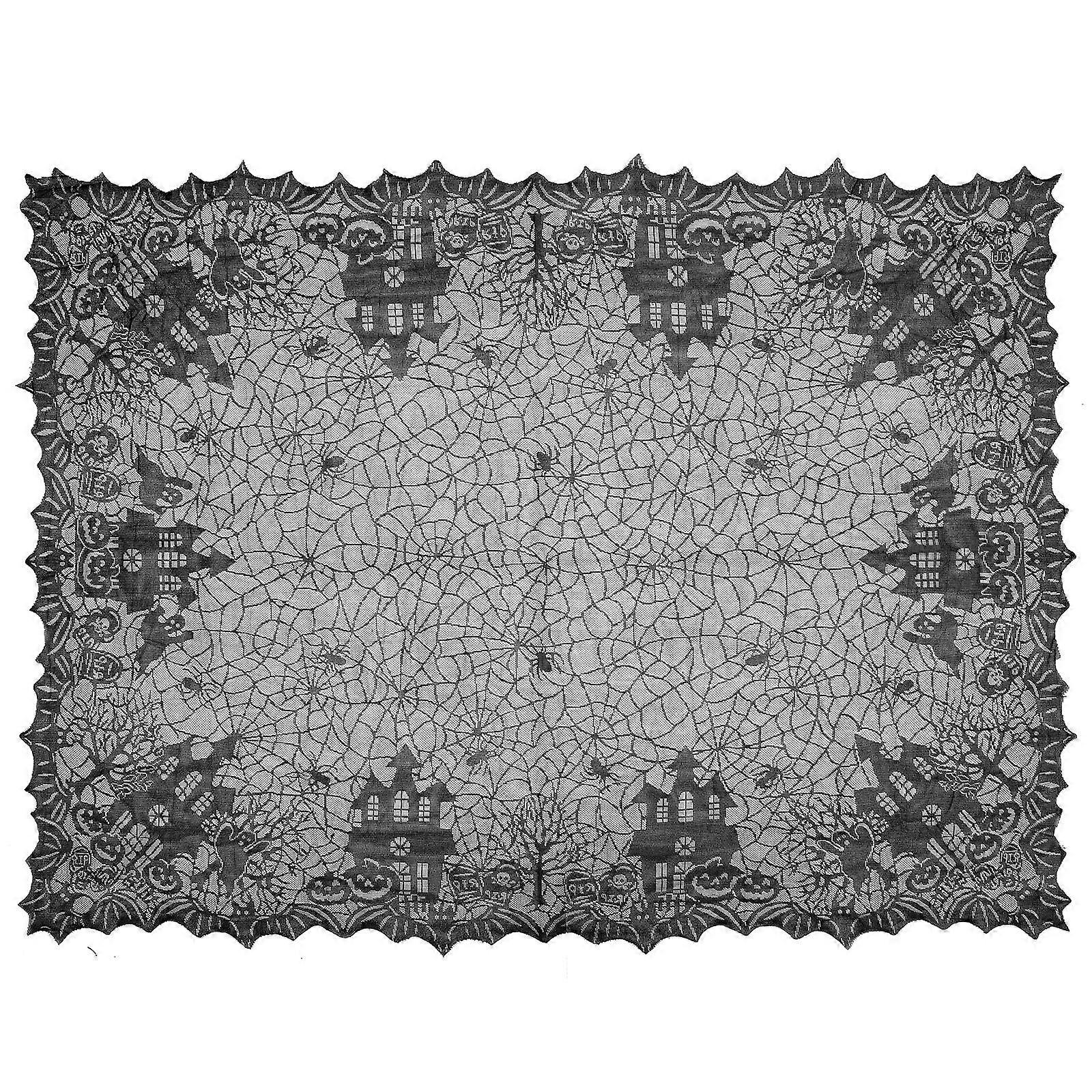 Nappe décorative en dentelle noire motif toile d'araignée pour Halloween (1 pièce)
