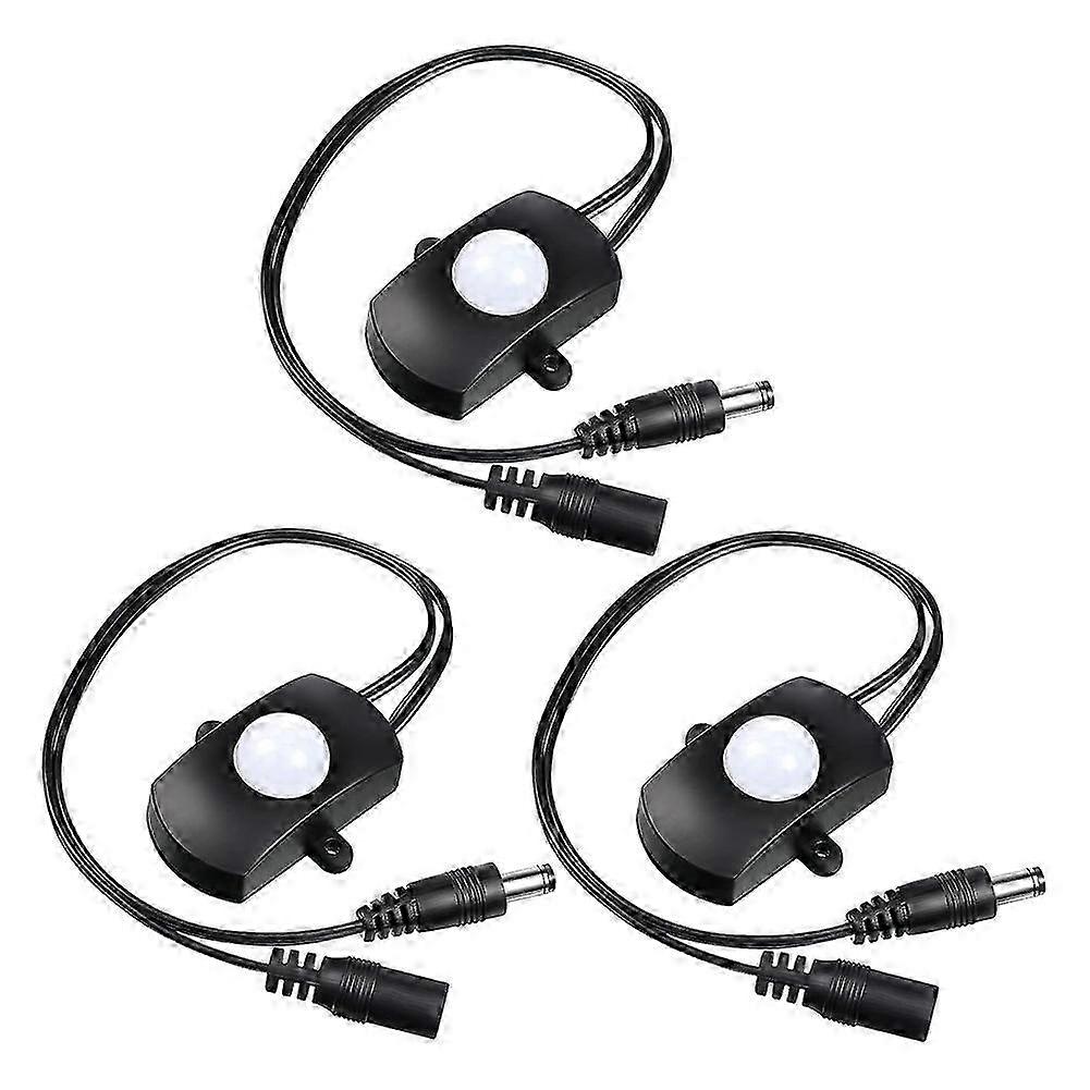 3pcs DC 5V-24V 5A PIR Motion Activated Sensor Light Switch Occupancy Motion Sensor with DC Coupler Cable compatible with Party