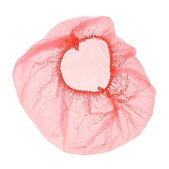 Shower Cap Disposable Hair Protective Caps for Bathing 100Pcs Red