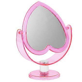Espelho de Maquiagem Doméstico, Espelho de Amor, Design de Dupla Face, 1 Peça, Cor Rosa