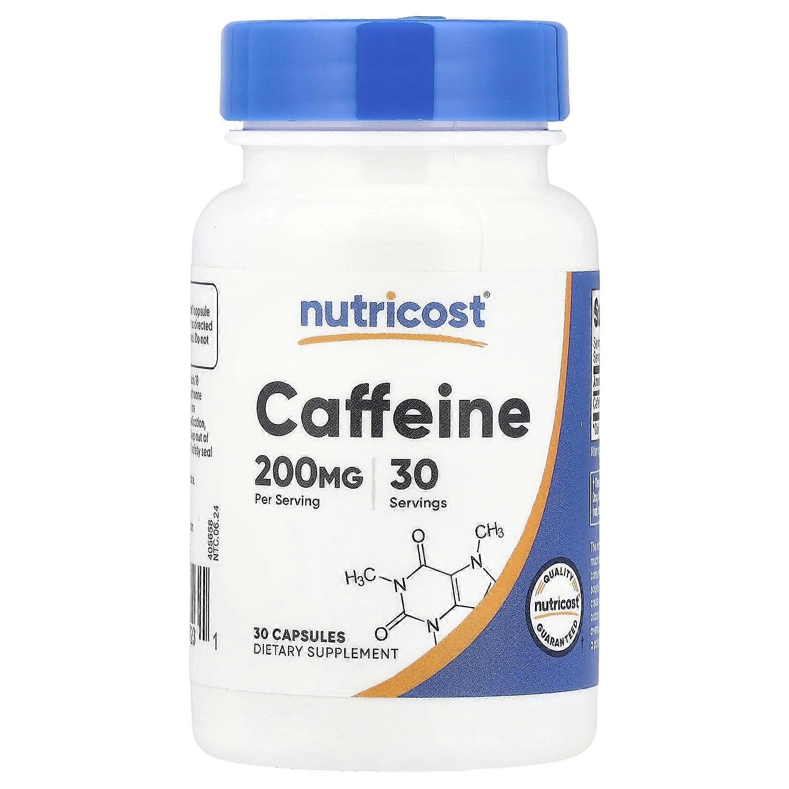 Nutricost, Caffeine, 200 mg , 30 Capsules, 3-Pack