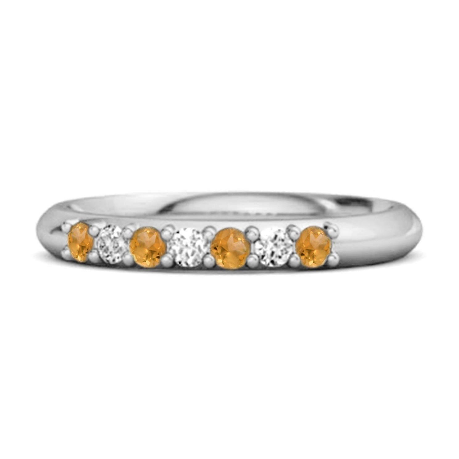 Citrine Eternity Stackable Ring- 925 Sterling Silver