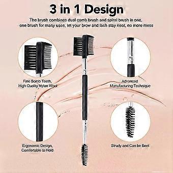 3-teiliges Set mit 3 Köpfen: Augenbrauen- und Wimpernformer, Wimpernkamm, Doppelkopfbürste, Make-up-Pflegewerkzeug