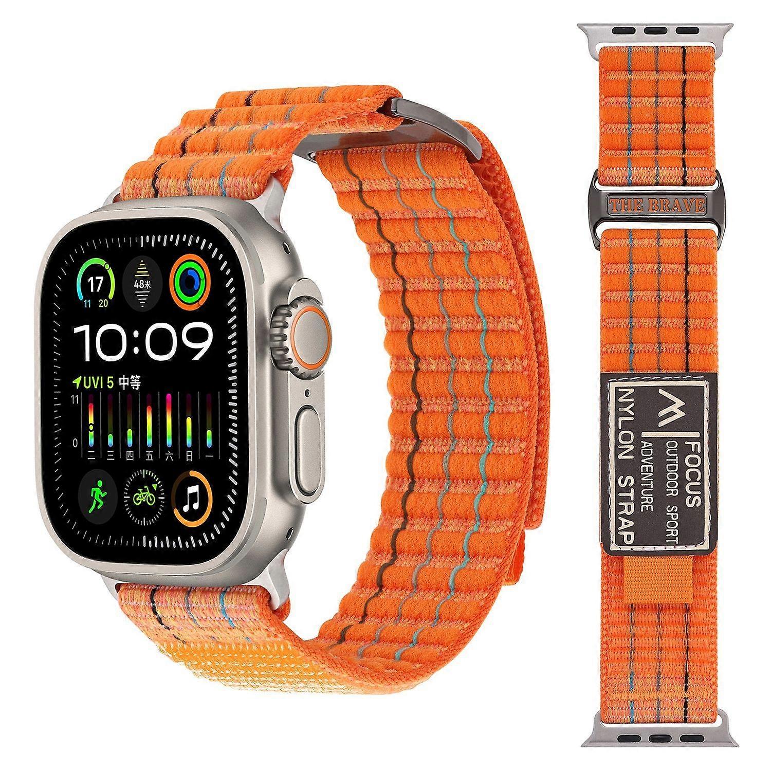 For Apple Watch Series 11 10 42mm / 9 8 7 41 / 6 SE 5 4 40mm Nylon Band with Velcro Closure Orange