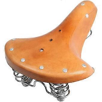 Genuine Leather Spring Bike Saddle, Retro Replacement Leather Bicycle Saddle Cushion Spring Seat