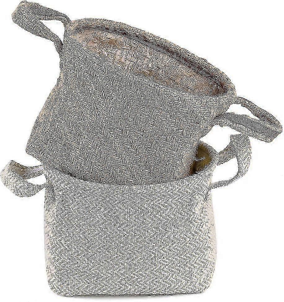 2 Sets Linen Storage Baskets With Handle