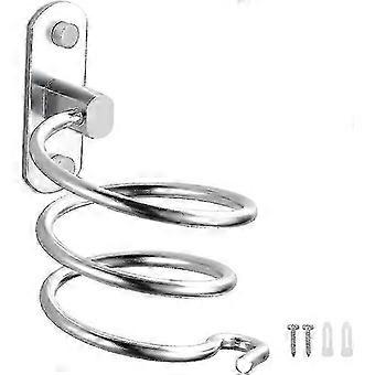 Soporte de pared de aluminio para secador de pelo, color plata, para baño y cocina. Soporte para cables NC.