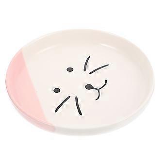 Shallow Ceramic Cat Dish for Feeding Pink 3Pcs Nordic Style Pet Plate
