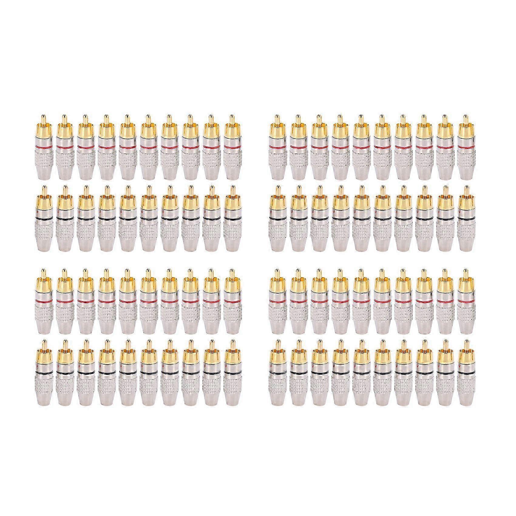 80 Pcs RCA Plug Audio Video Locking Cable Connector Gold Plated
