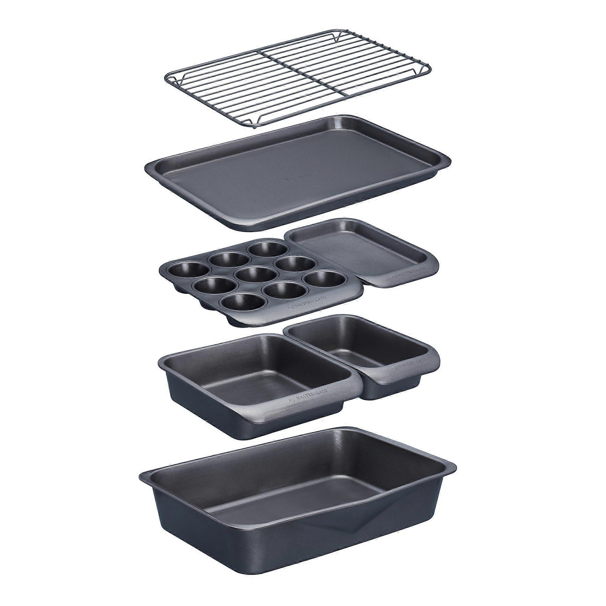 Baking/Roasting Pan Set: 7 Piece MasterClass Stacking Baking and Roasting Set, Non-Stick