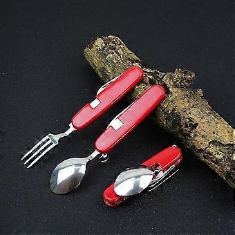 4 in 1 Multifunctional Folding Cutlery Set Stainless Steel Tableware