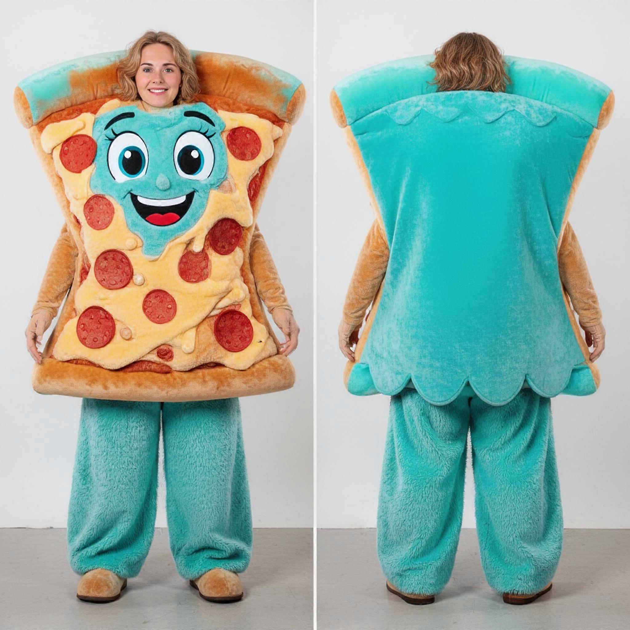 MASTICOT Turquoise Plush Pizza Mascot