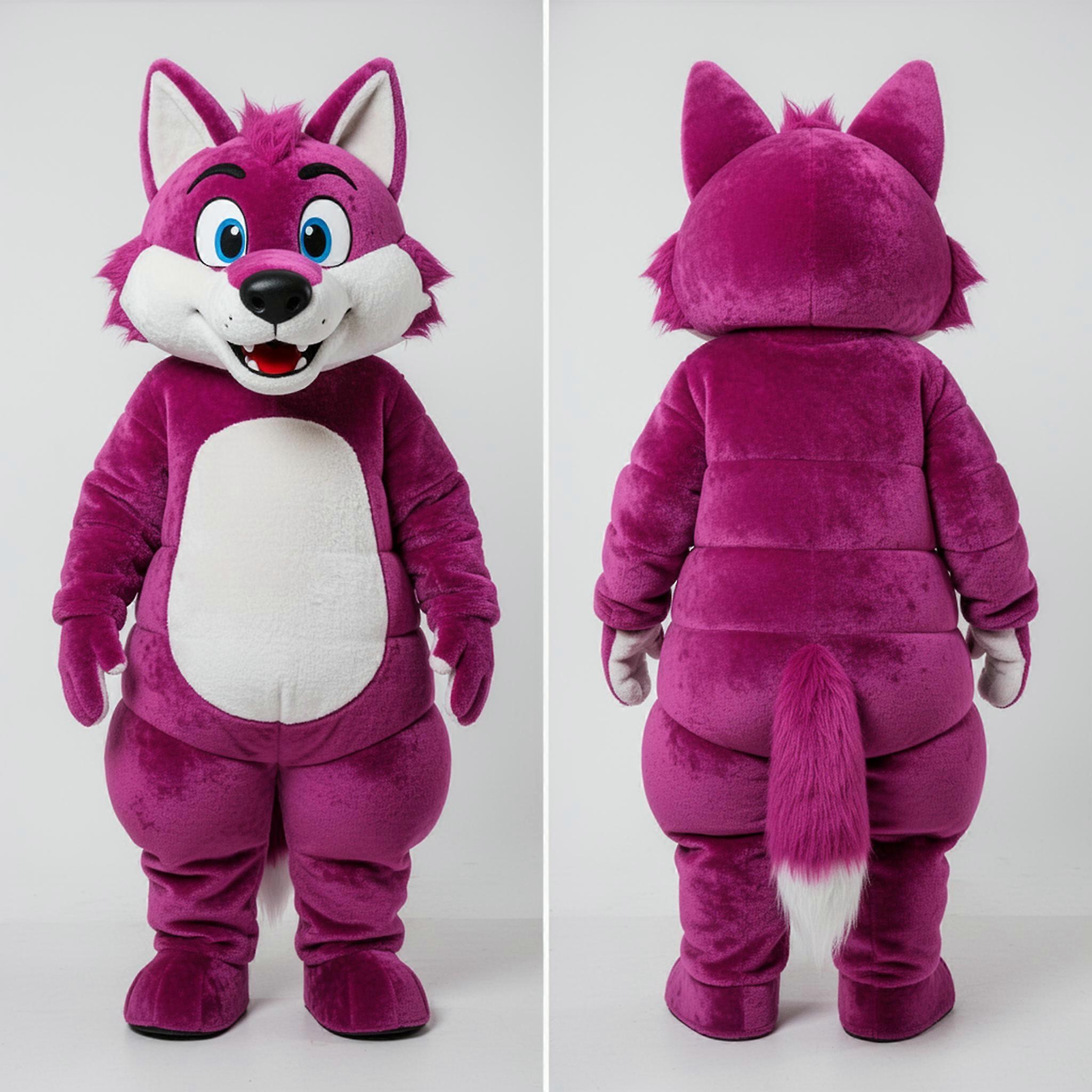 MASTICOT Magenta Plush Wolf Mascot