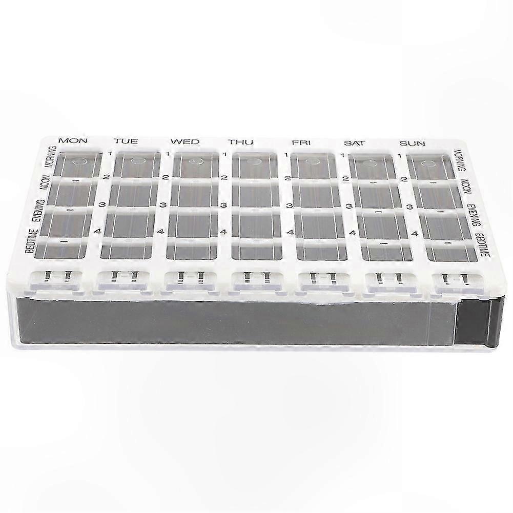Weekly Medication Organization 1pc Plastic 28-Grid Compartment Pill Box and Mini Storage Case