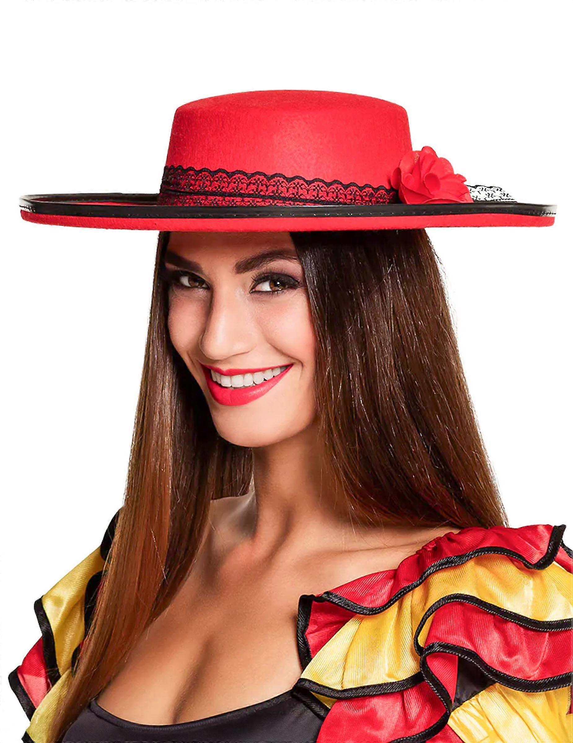 Red Spanish dancer hat for women