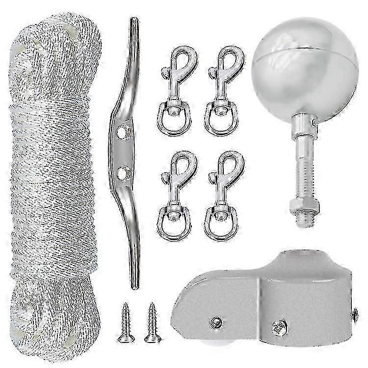 Flagpole hardware kit for aluminum alloy pole with snap clips