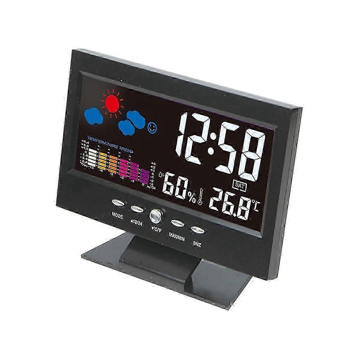 Temperature/Humidity Desk Clock with Wireless Weather Projection LCD