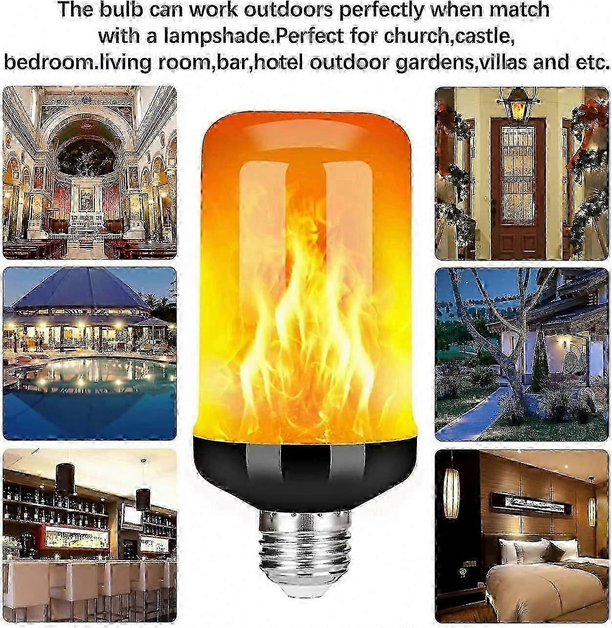 Realistic Flame Effect & 4 Light Modes, E27 5W LED Bulbs, 2-Pack