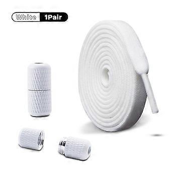1Pair 8mm wide flat shoelace colorful Capsule Buckle No Tie Shoe laces Elastic Shoelaces Sneakers Unisex lazy Shoe Accessories