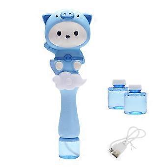 Automatic Bubble Blower Machine with Lights and Music, Cartoon Pig Design - Fun Outdoor Toy for Kids