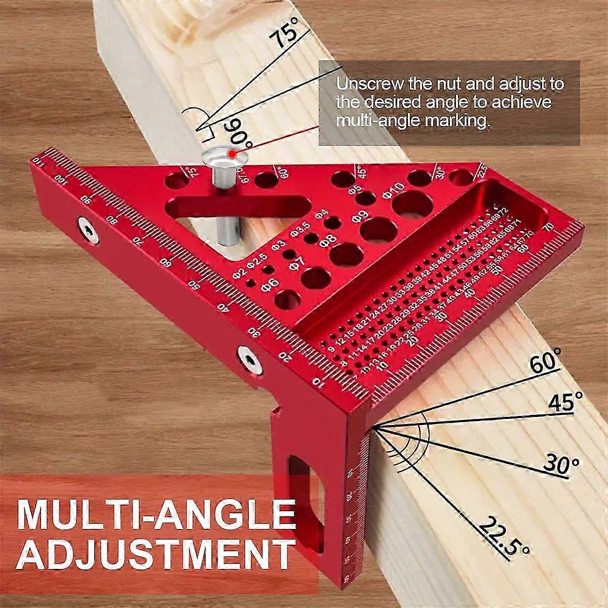 Aluminum alloy triangular percompatible withated ruler 45/90 multi-functional ruler with marking pen, measuring tool