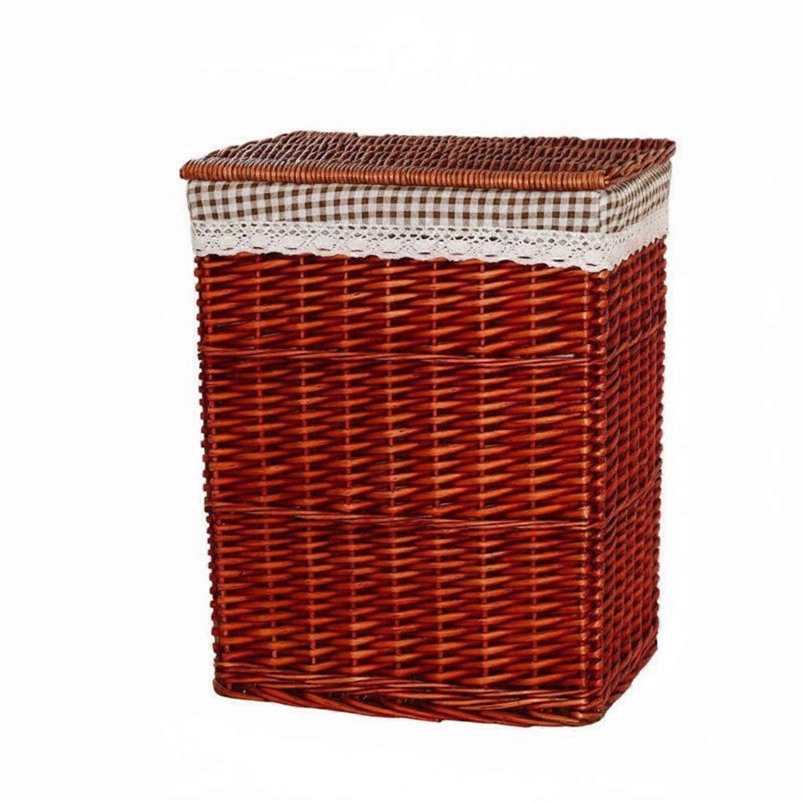 Wicker Laundry Basket with Lid Large Capacity Textile Container Hamper with