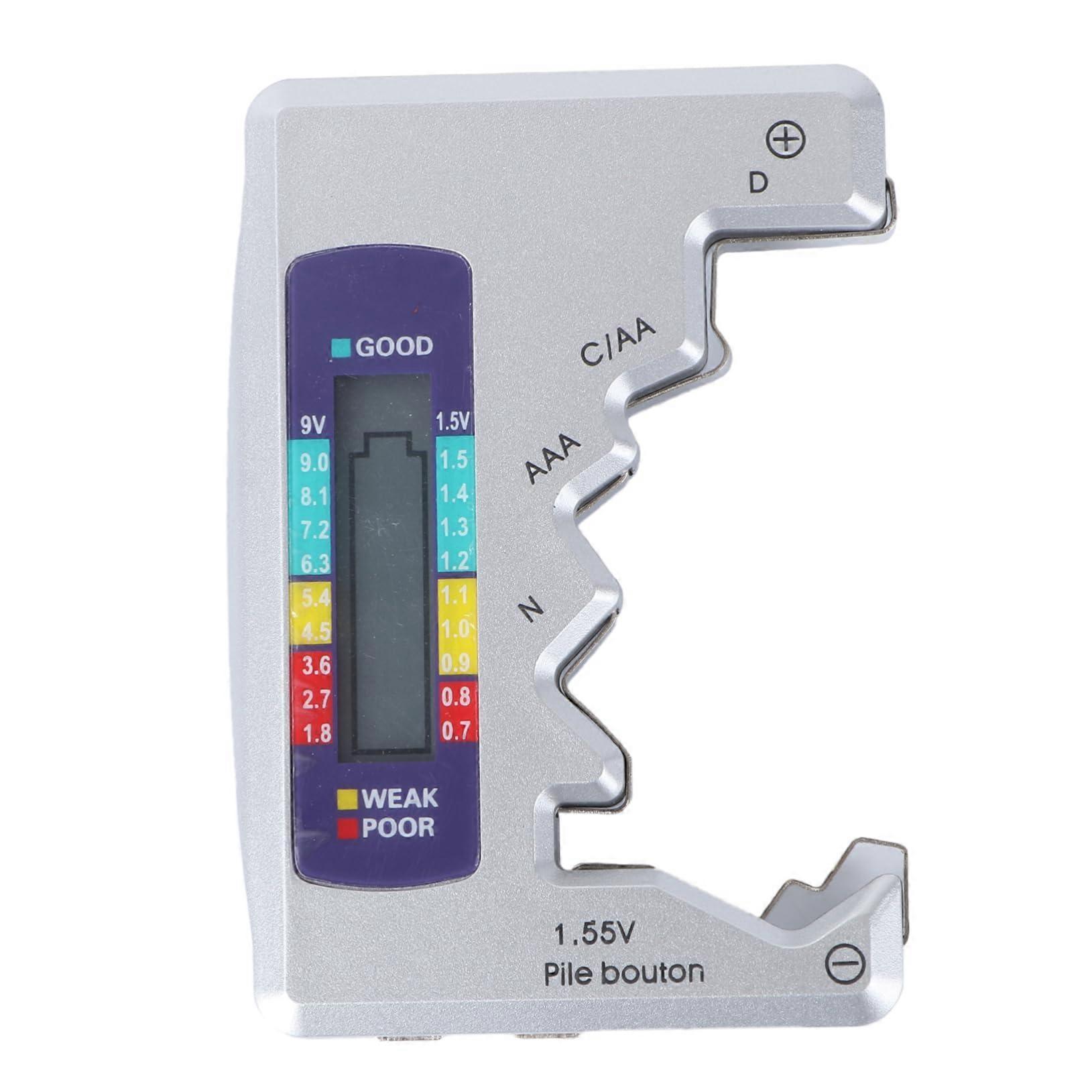 Digital Battery Tester with LCD Display, ColorCoded Indicator for AA AAA 9V and Button Cell Batteries