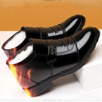 Męskie buty biznesowe na zimę, wyściełane futrem, typu slip-on, z cholewką ze skóry wołowej i podszewką z wełny, zapewniające ciepło. Buty typu mokasyny dla mężczyzn.