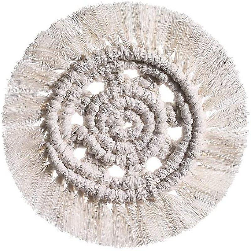 4 Piece Handmade Macrame Coasters Set, Boho Pure Handmade Cotton Braid Macrame Cup Mats Table Decor