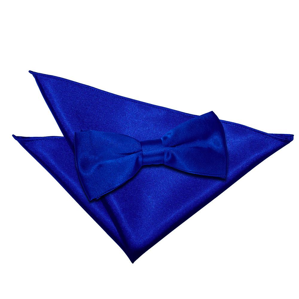 Royal Blu Plain Satin Bow Tie e Set Square Pocket
