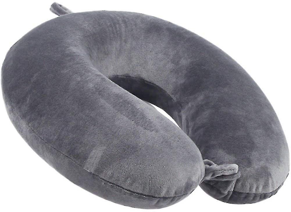 Memory Travel Pillow U Shape Cousin Neck Support Head Foam Portable Therapeutic Airplane Car (gris)