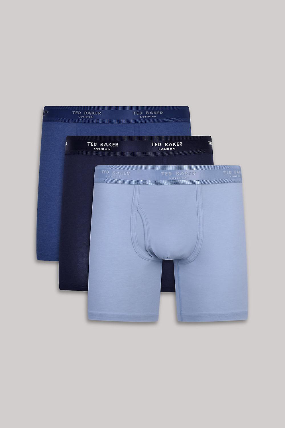 Ted Baker 3-pack Bomull Stretch Boxerkalsonger - Blå/Marinblå/Dimma