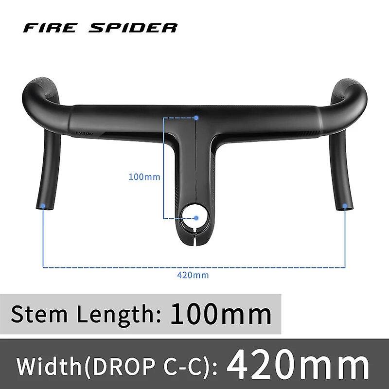 Guidon De Vélo Route En Carbone T800 - Intégré, Aérodynamique -6°, Pour Fourche 28.6mm - Taille 380/400/420mm - Noir Mat