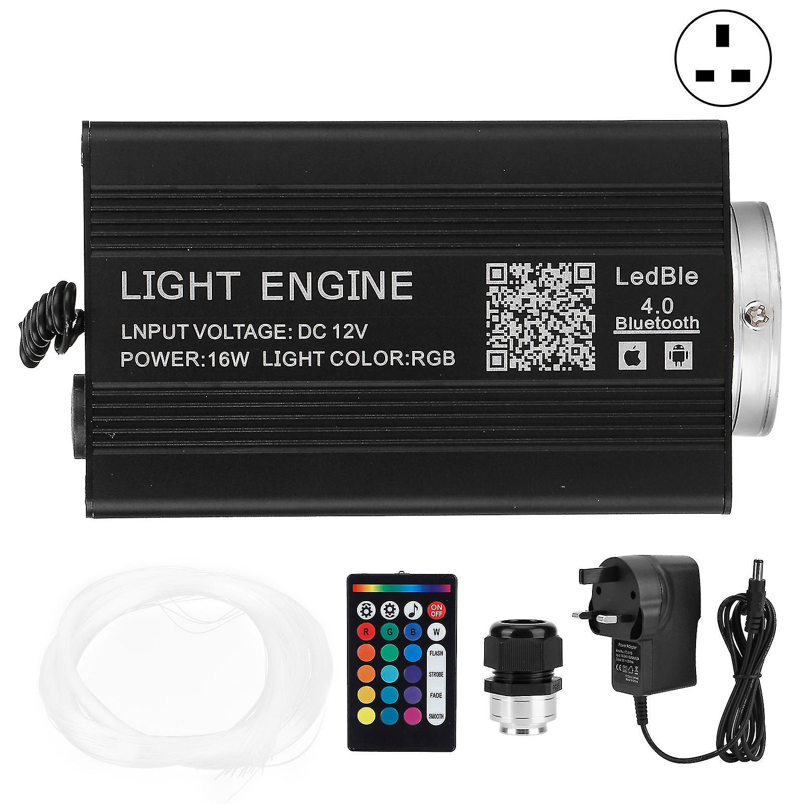 16W Fiber Optic Light RGBW Remote Lighting for Bluetooth APP Control 0.75mm x 2m KTV Bar DecorUK Plug 100‑240V