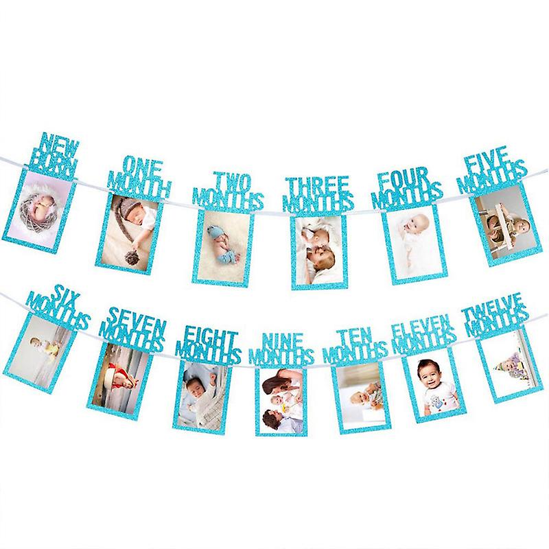 1st Birthday Baby Photo Banner First Birthday ONE Cake Topper for Girl Newborn to 12 Months