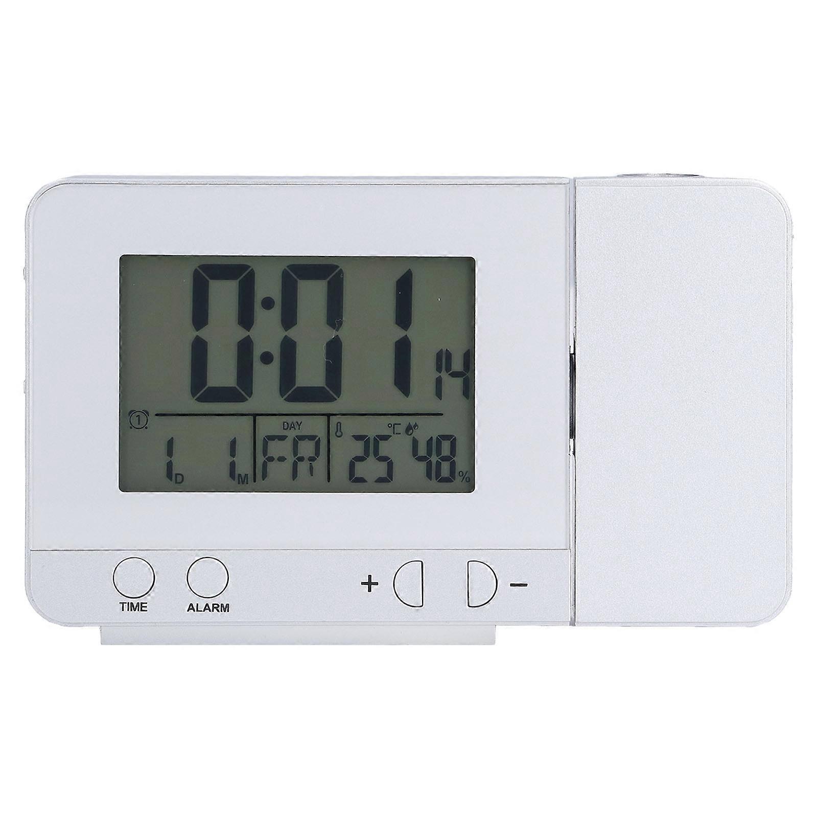 Projection Alarm Clock Backlit LED USB Charging Multifunctional Clock with Time Temperature Projection